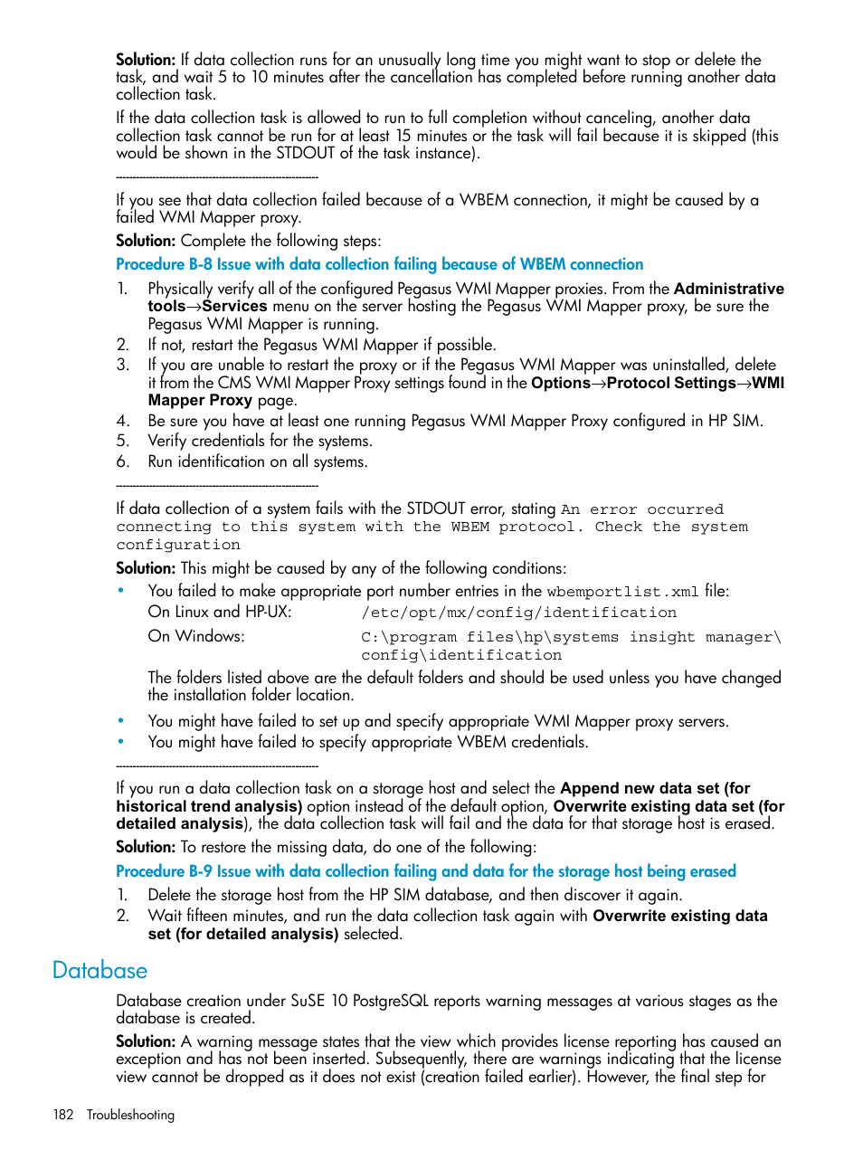 Database | HP Systems Insight Manager User Manual | Page 182 / 253