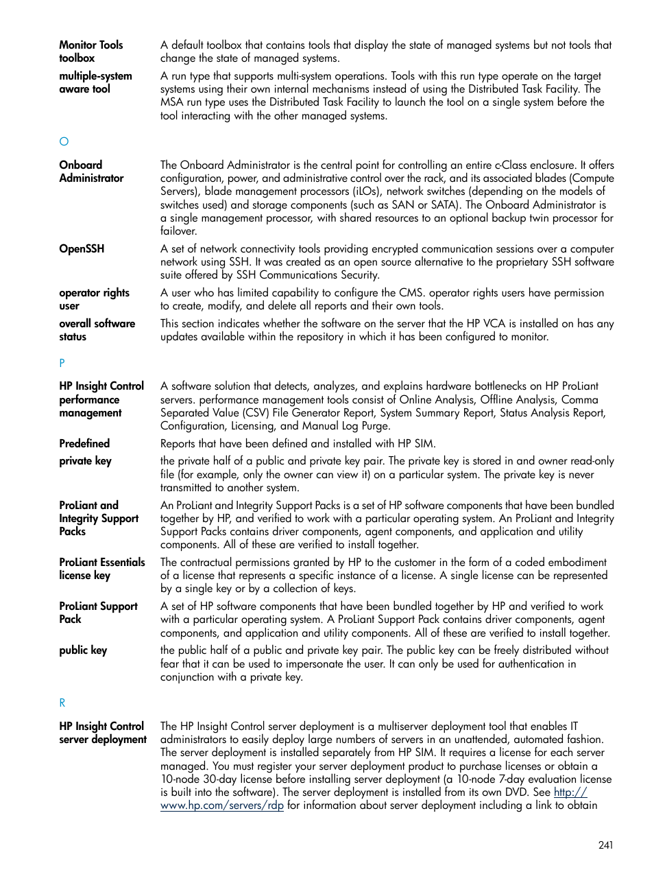 Operator rights, Predefined, Public key | Private key | HP Systems Insight Manager User Manual | Page 241 / 253