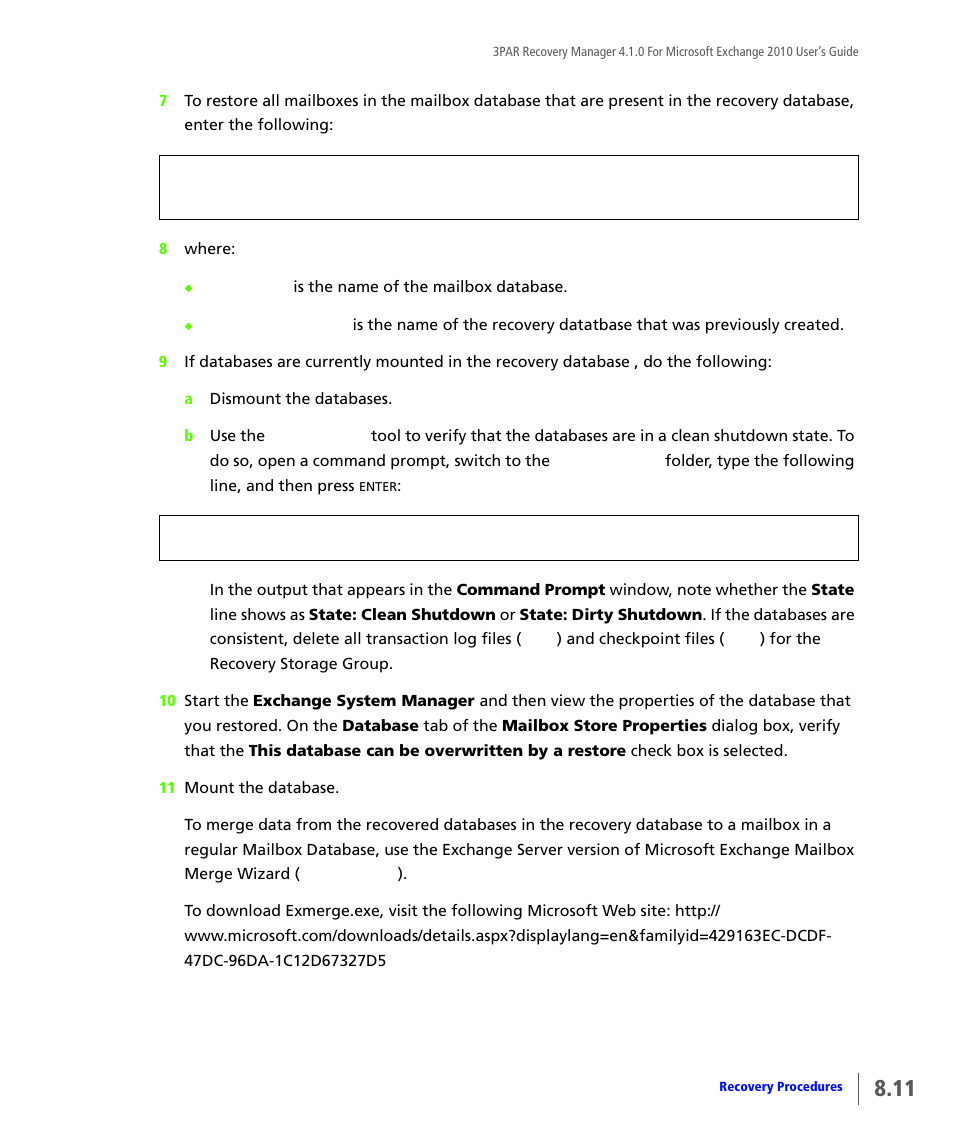 HP 3PAR Application Software Suite for Microsoft Exchange User Manual | Page 101 / 164