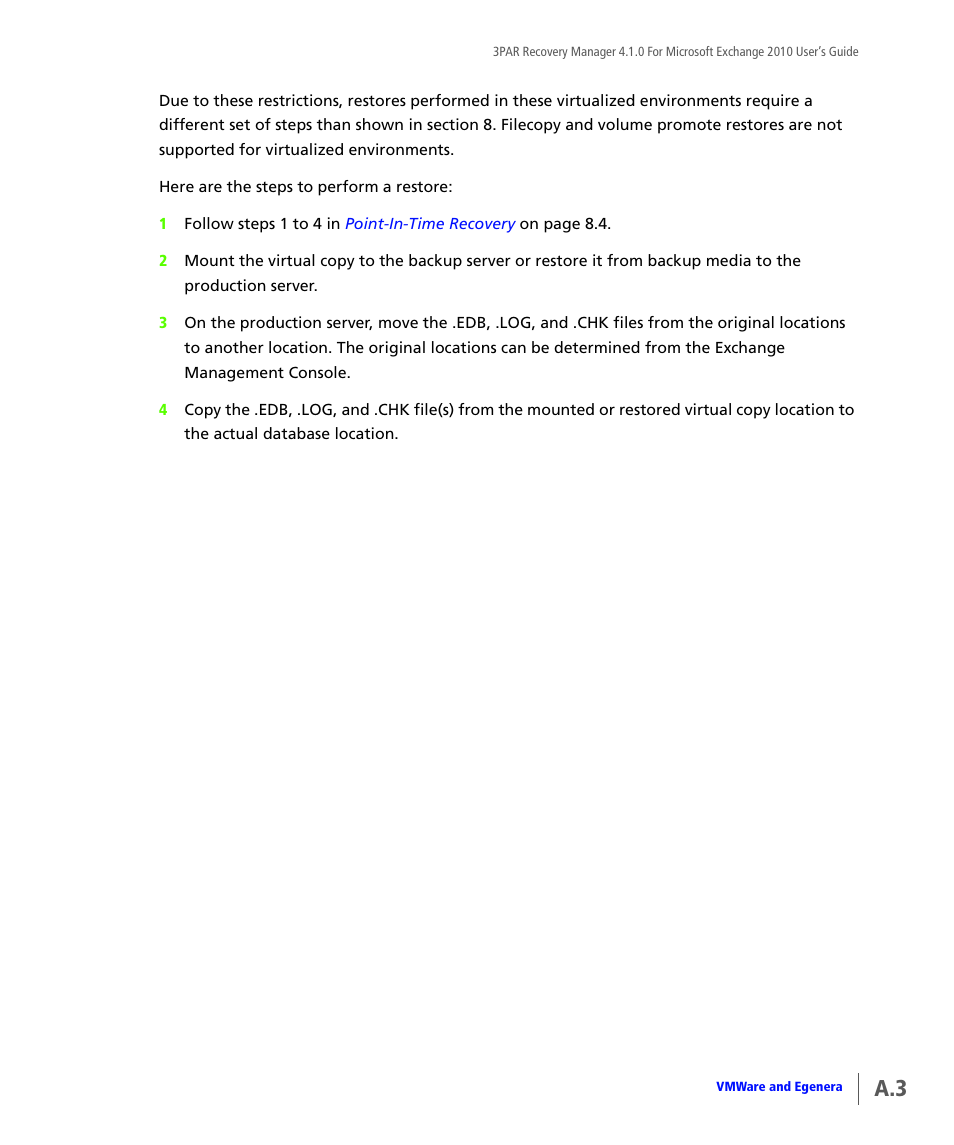 HP 3PAR Application Software Suite for Microsoft Exchange User Manual | Page 109 / 164
