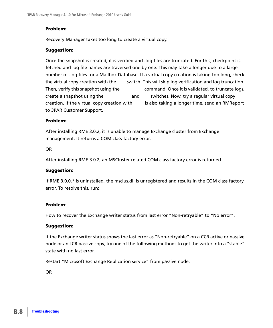 HP 3PAR Application Software Suite for Microsoft Exchange User Manual | Page 118 / 164