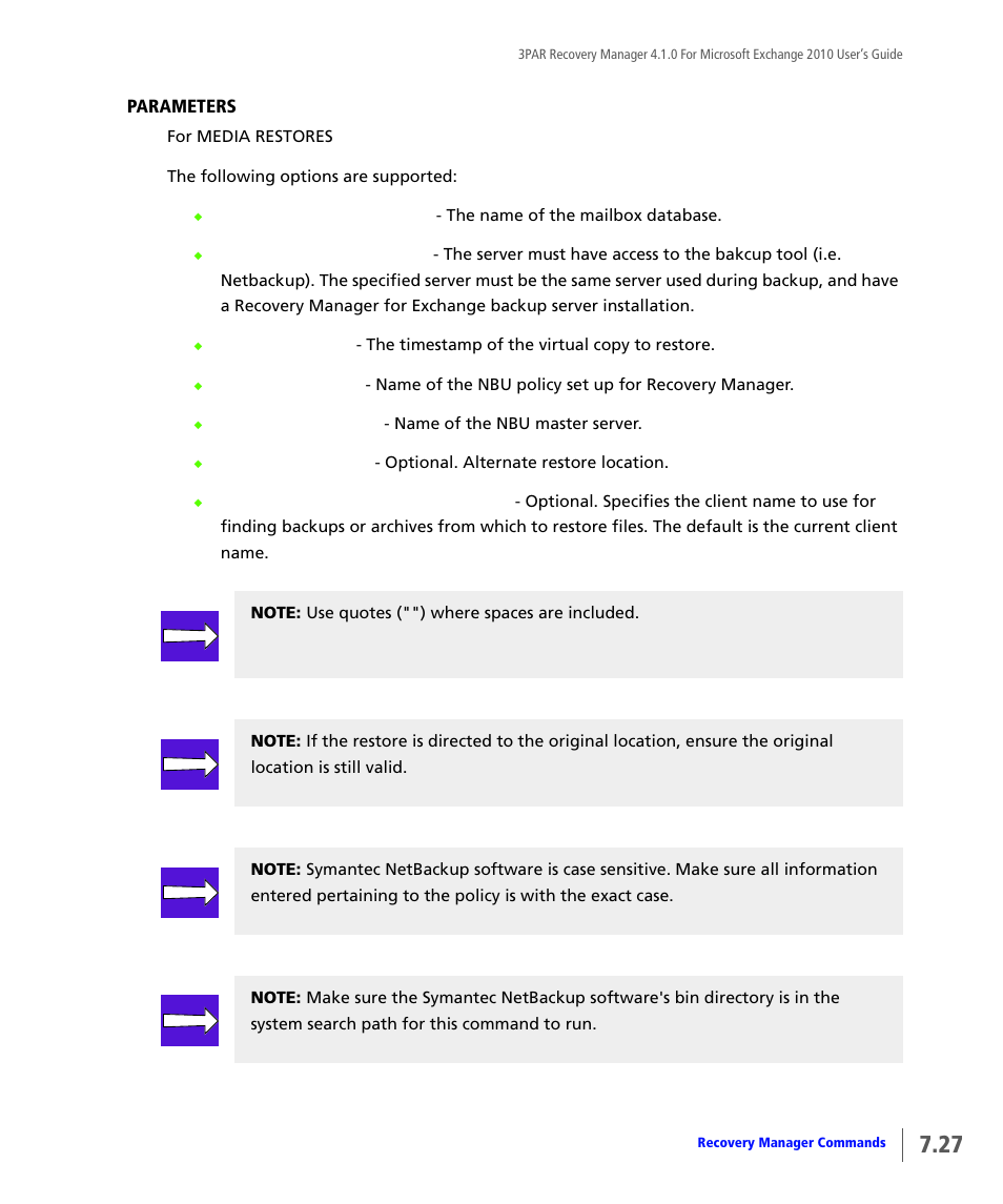 HP 3PAR Application Software Suite for Microsoft Exchange User Manual | Page 85 / 164