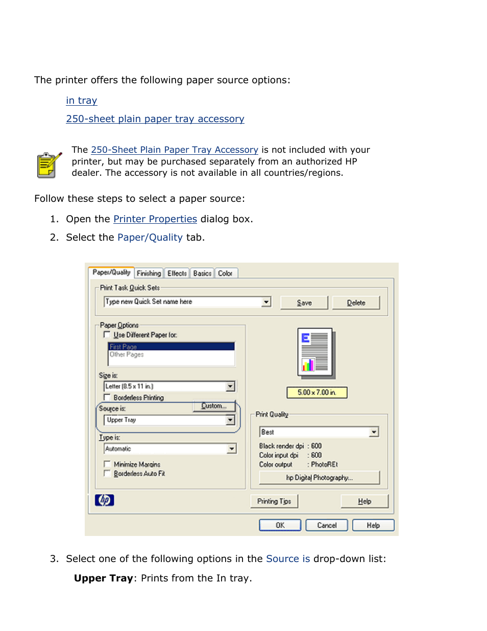 Selecting a paper source | HP Deskjet 5850 Color Inkjet Printer User Manual | Page 103 / 217