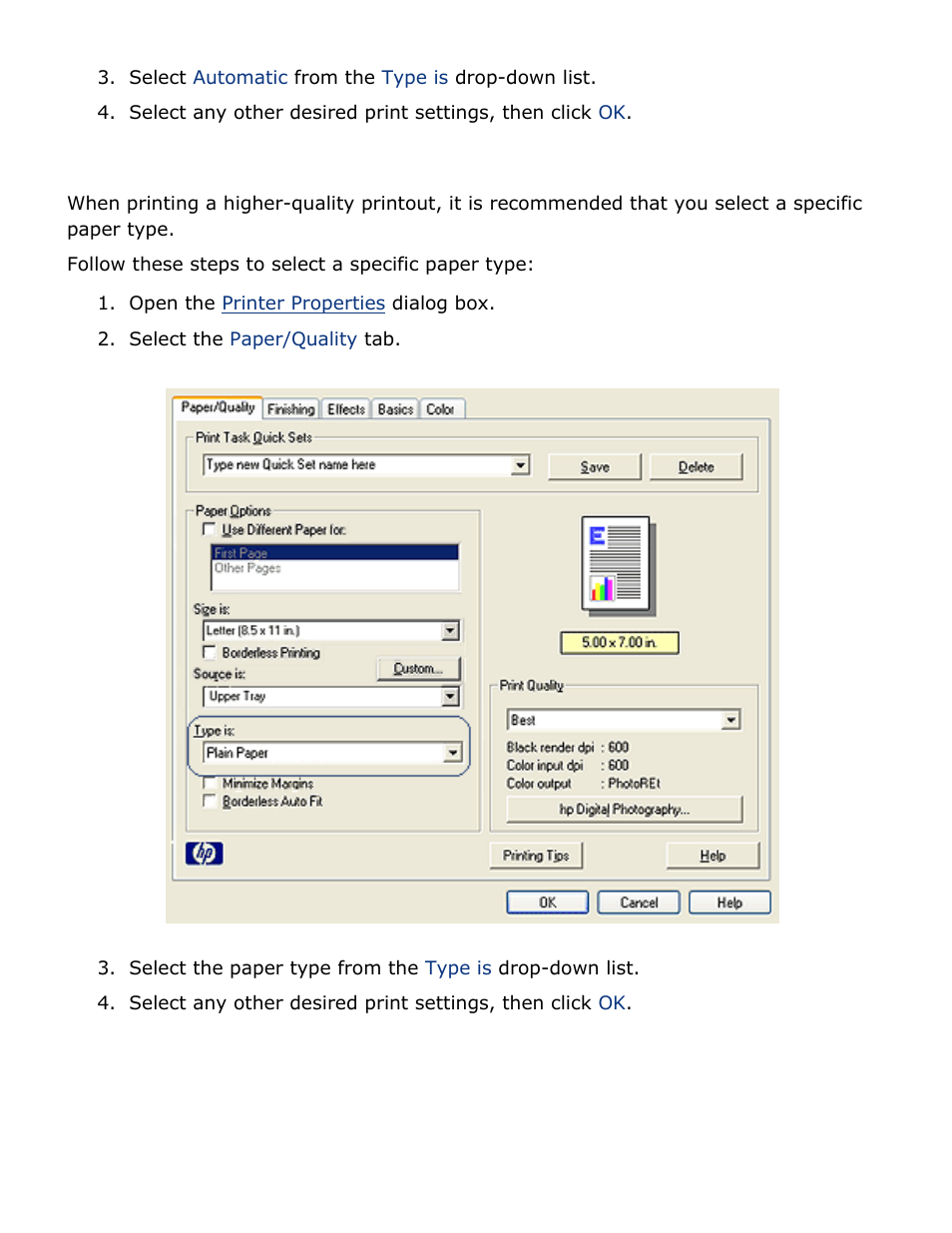 Select a specific paper type | HP Deskjet 5850 Color Inkjet Printer User Manual | Page 151 / 217