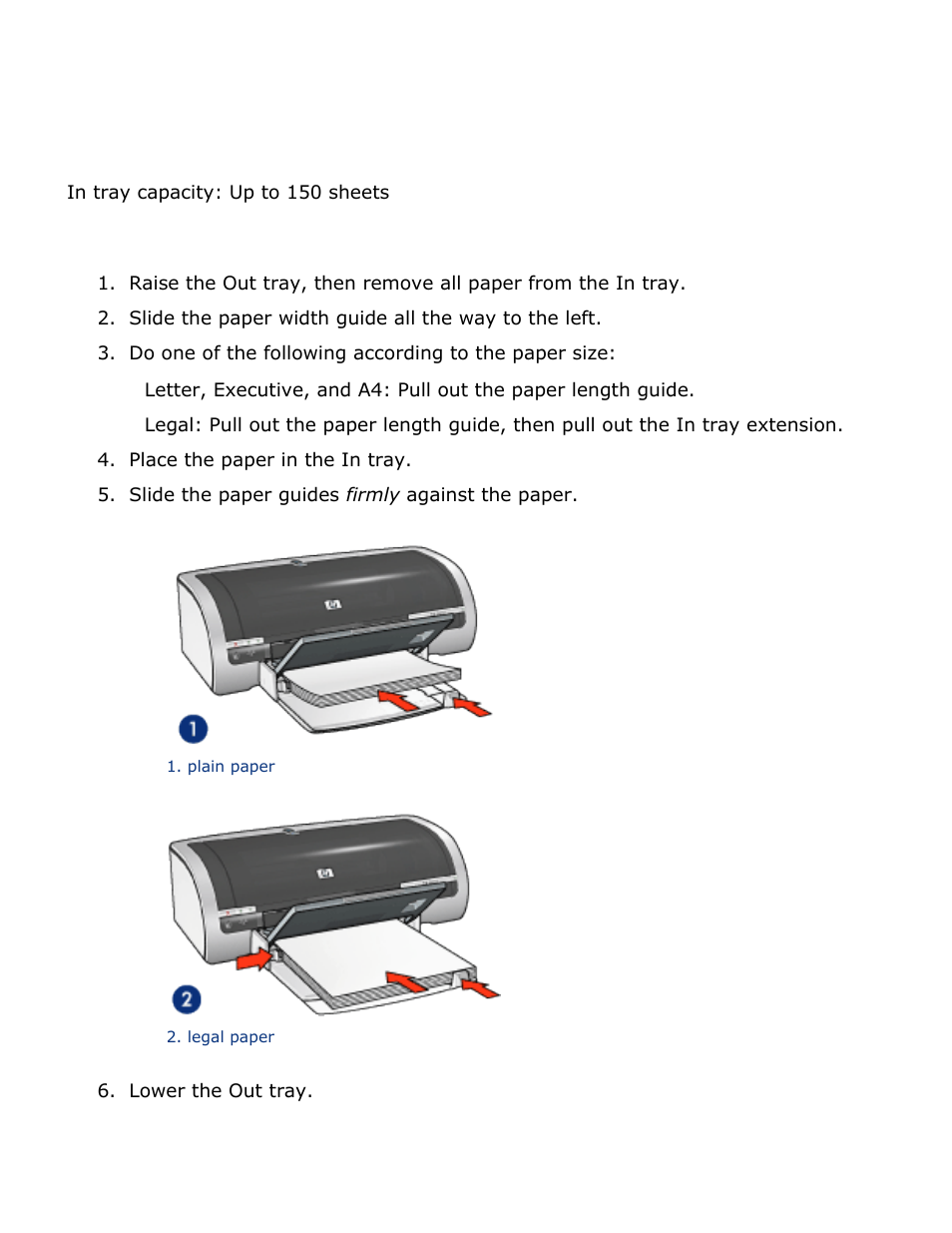 Plain paper, Guidelines, Preparing to print | Loading the 250-sheet plain paper tray accessory | HP Deskjet 5850 Color Inkjet Printer User Manual | Page 154 / 217