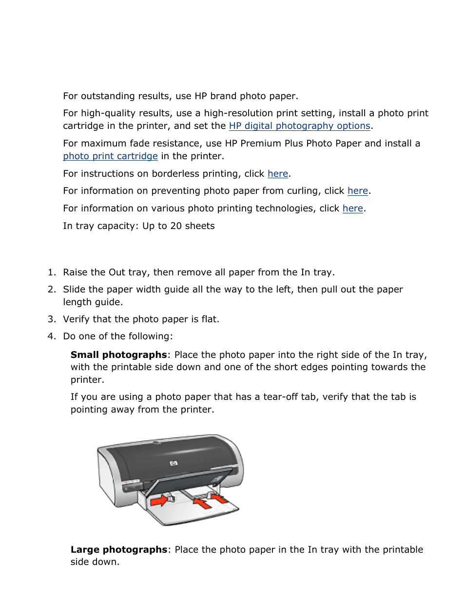 Photographs, Guidelines, Preparing to print | HP Deskjet 5850 Color Inkjet Printer User Manual | Page 167 / 217