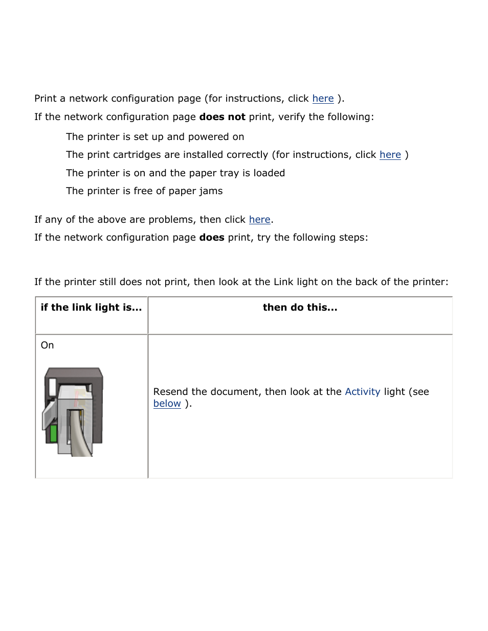 Ethernet problems, Troubleshooting, Ethernet network | Printer does not print, Link light | HP Deskjet 5850 Color Inkjet Printer User Manual | Page 178 / 217