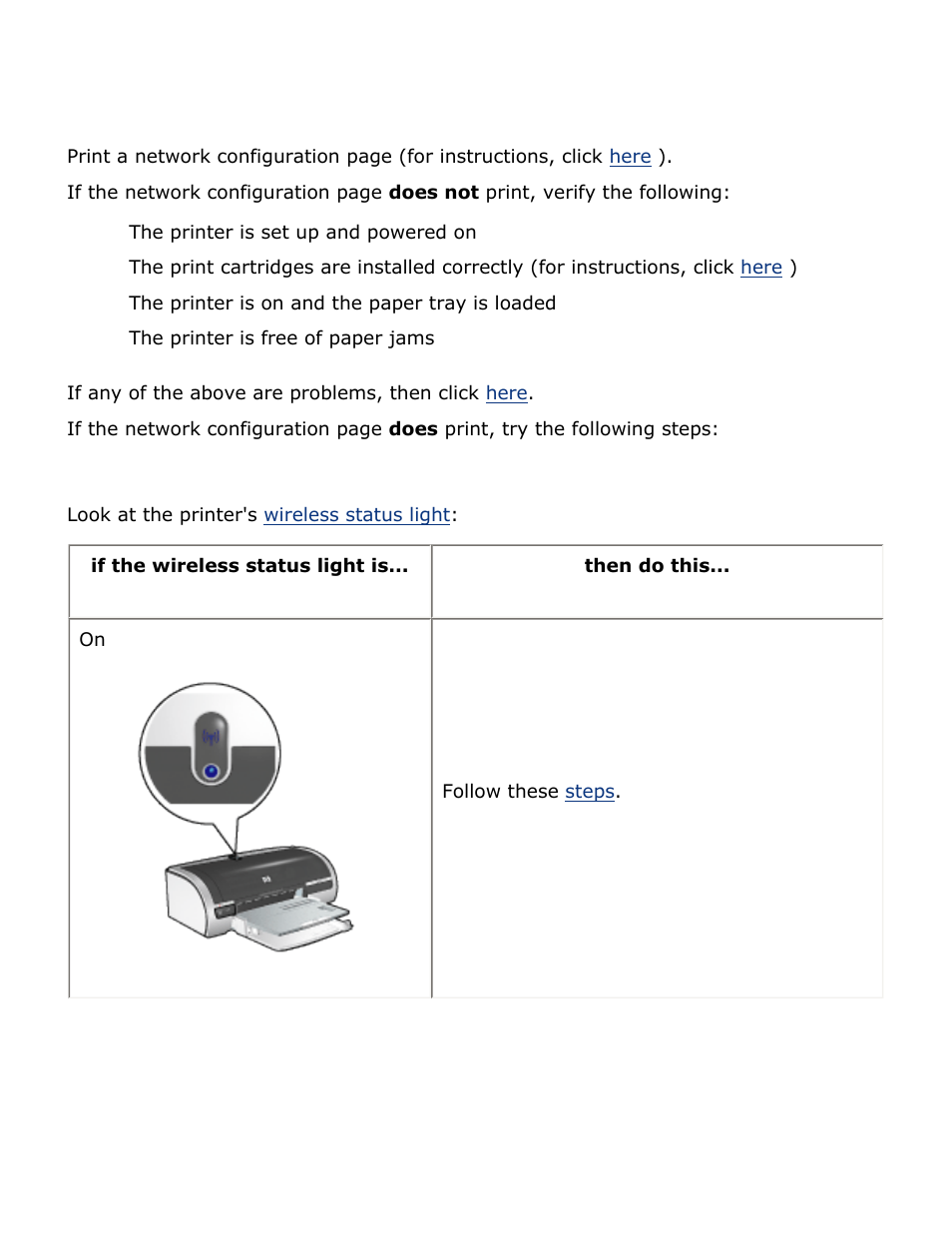 Wireless communication problems, Here, Check the wireless status light | HP Deskjet 5850 Color Inkjet Printer User Manual | Page 33 / 217