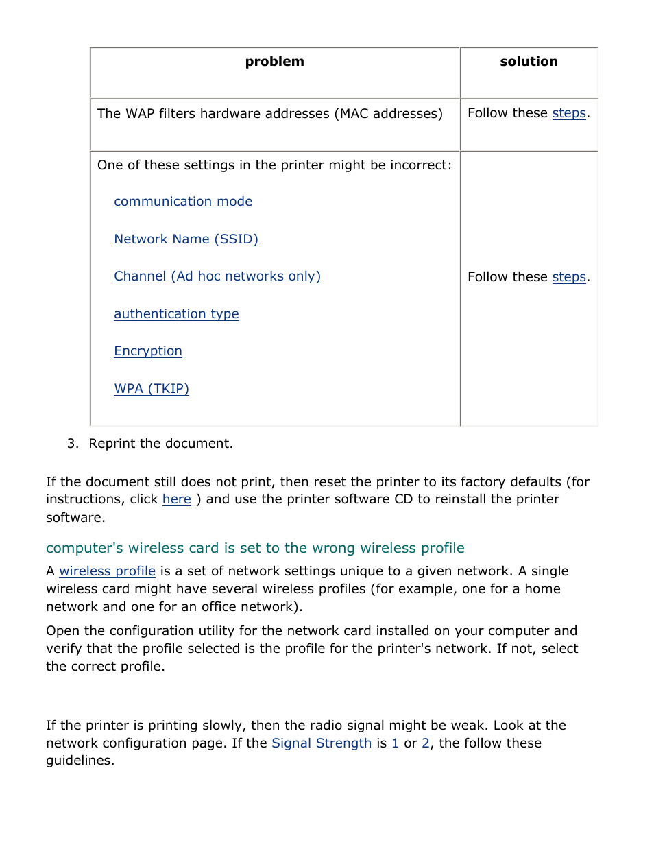 Steps, The radio signal is weak | HP Deskjet 5850 Color Inkjet Printer User Manual | Page 36 / 217