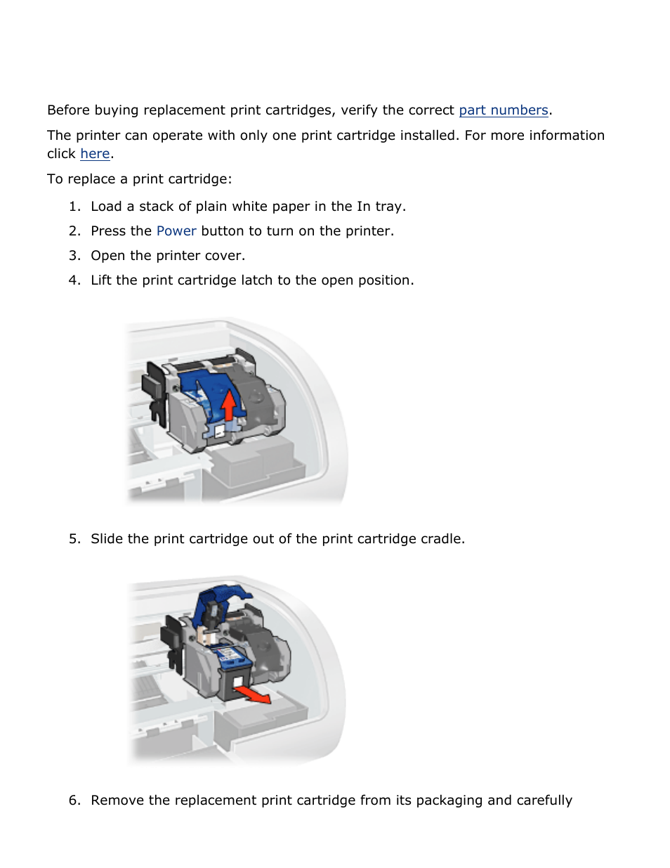 Replacing print cartridges, Here | HP Deskjet 5850 Color Inkjet Printer User Manual | Page 39 / 217