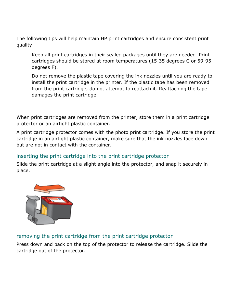 Maintaining print cartridges, Here, Storing print cartridges | HP Deskjet 5850 Color Inkjet Printer User Manual | Page 43 / 217