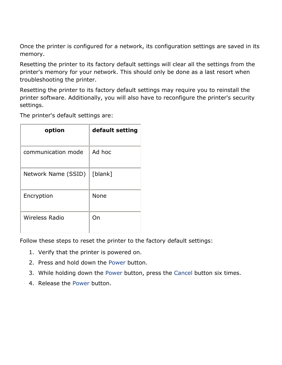 Resetting the printer to the factory defaults, Here | HP Deskjet 5850 Color Inkjet Printer User Manual | Page 58 / 217