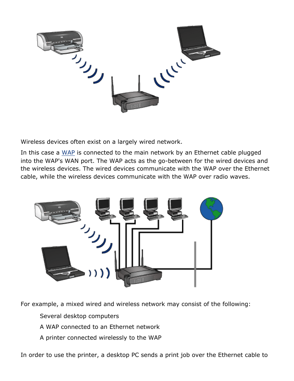 Mixed wired and wireless, Mixed wired and wireless networks | HP Deskjet 5850 Color Inkjet Printer User Manual | Page 71 / 217