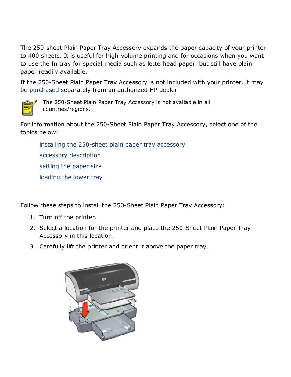 Sheet plain paper tray accessory, Sheet plain, Paper | Tray being used | HP Deskjet 5850 Color Inkjet Printer User Manual | Page 98 / 217