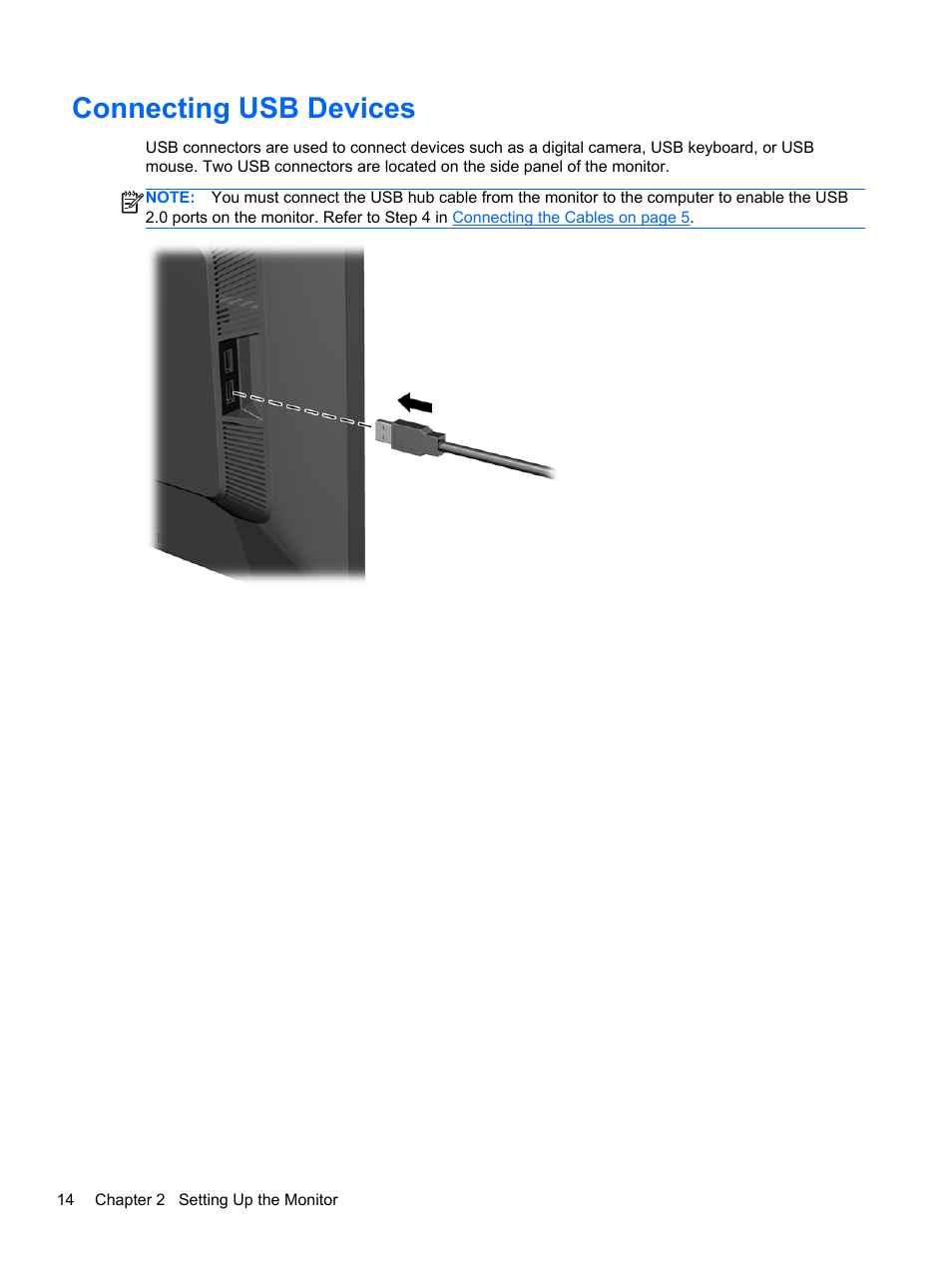Connecting usb devices | HP EliteDisplay E221c 21.5-inch Webcam LED Backlit Monitor User Manual | Page 20 / 30