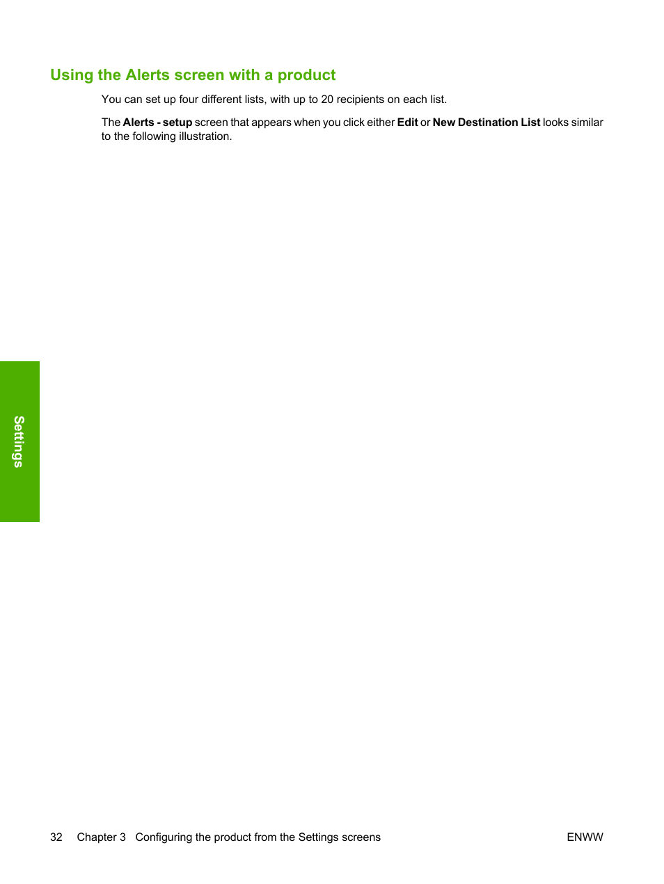 Using the alerts screen with a product, Mation, see, Using the alerts | Screen with a product | HP Color LaserJet CP3505 Printer series User Manual | Page 40 / 72