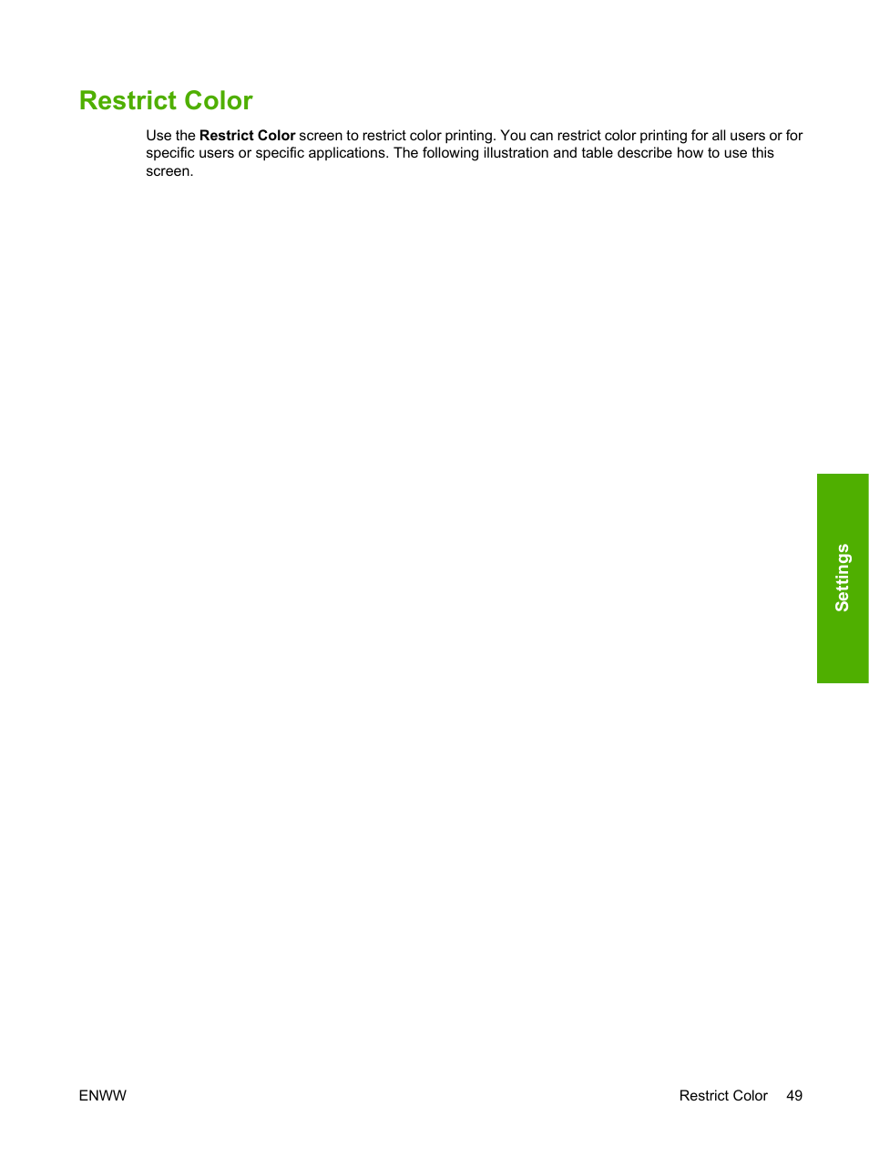 Restrict color | HP Color LaserJet CP3505 Printer series User Manual | Page 57 / 72