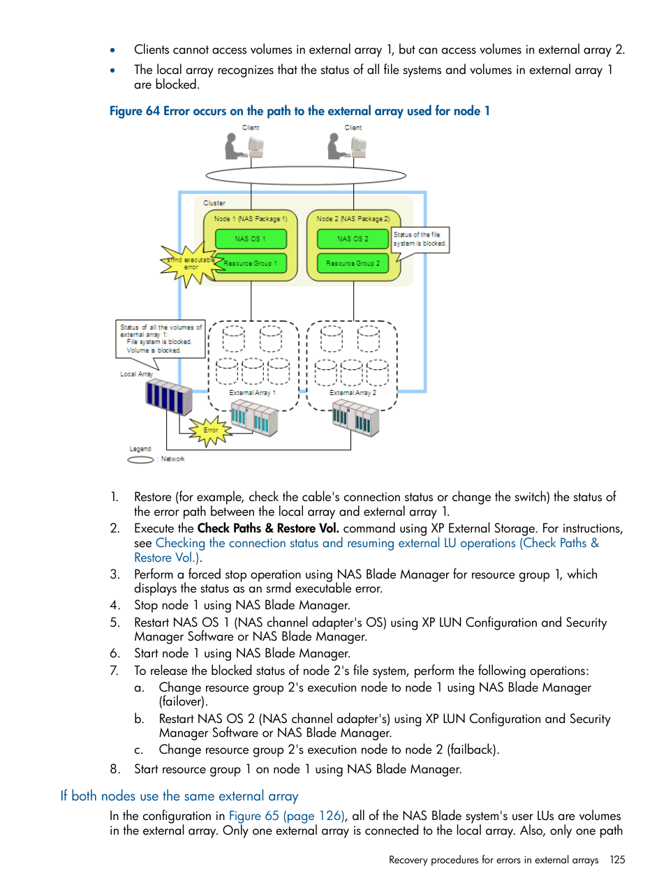 If both nodes use the same external array | HP StorageWorks XP Remote Web Console Software User Manual | Page 125 / 169