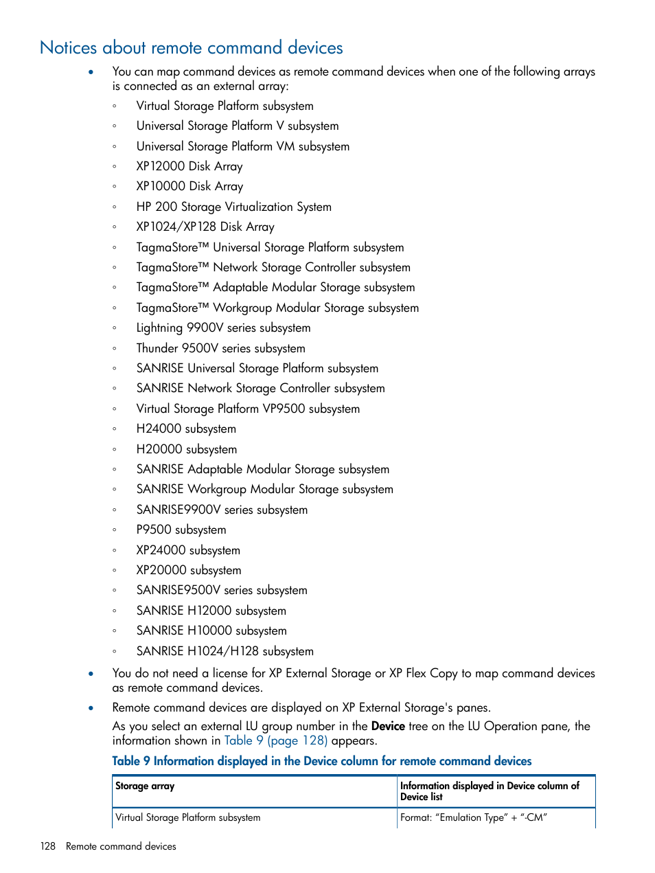 Notices about remote command devices | HP StorageWorks XP Remote Web Console Software User Manual | Page 128 / 169