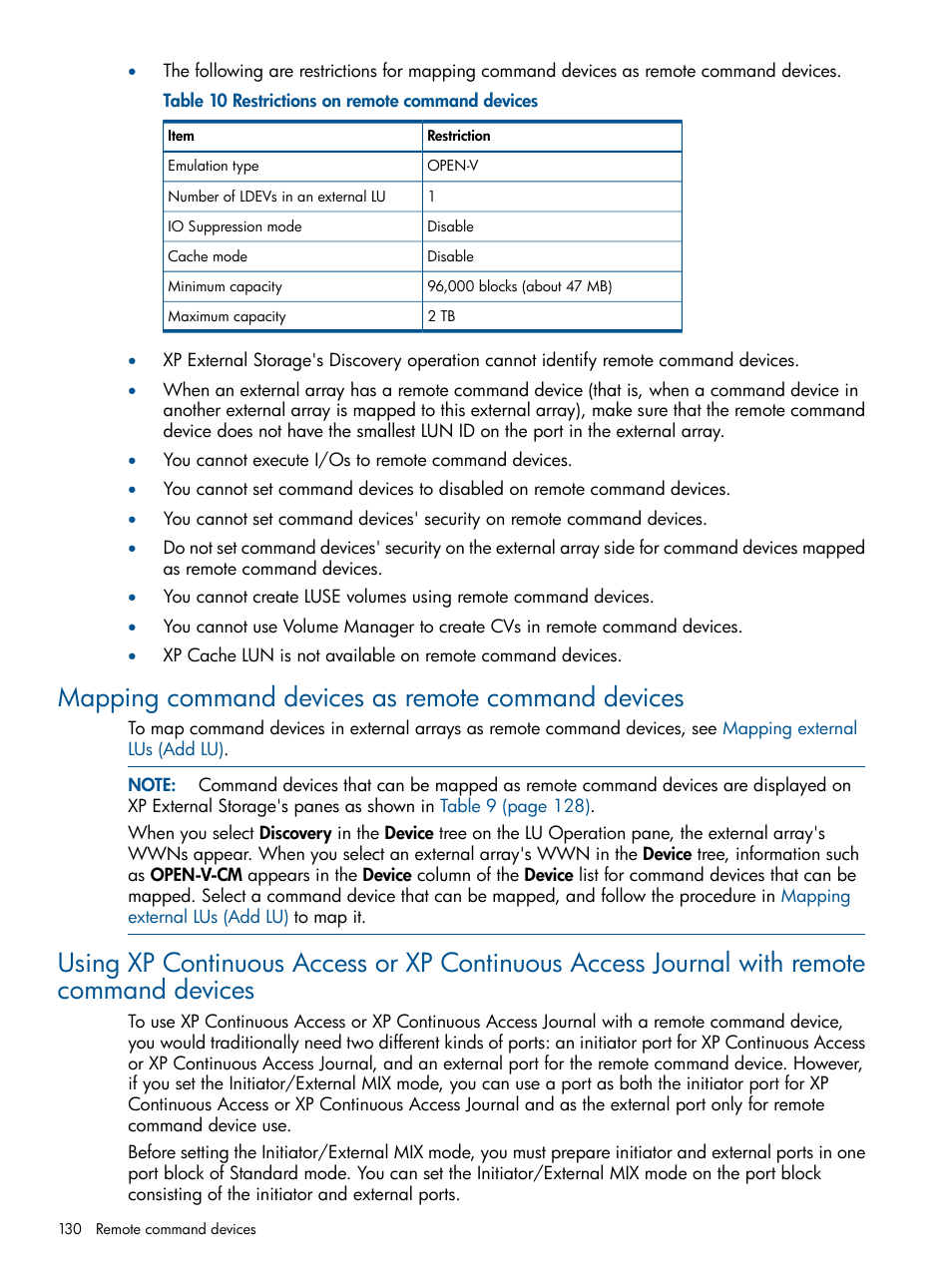 Mapping command devices as remote command devices | HP StorageWorks XP Remote Web Console Software User Manual | Page 130 / 169