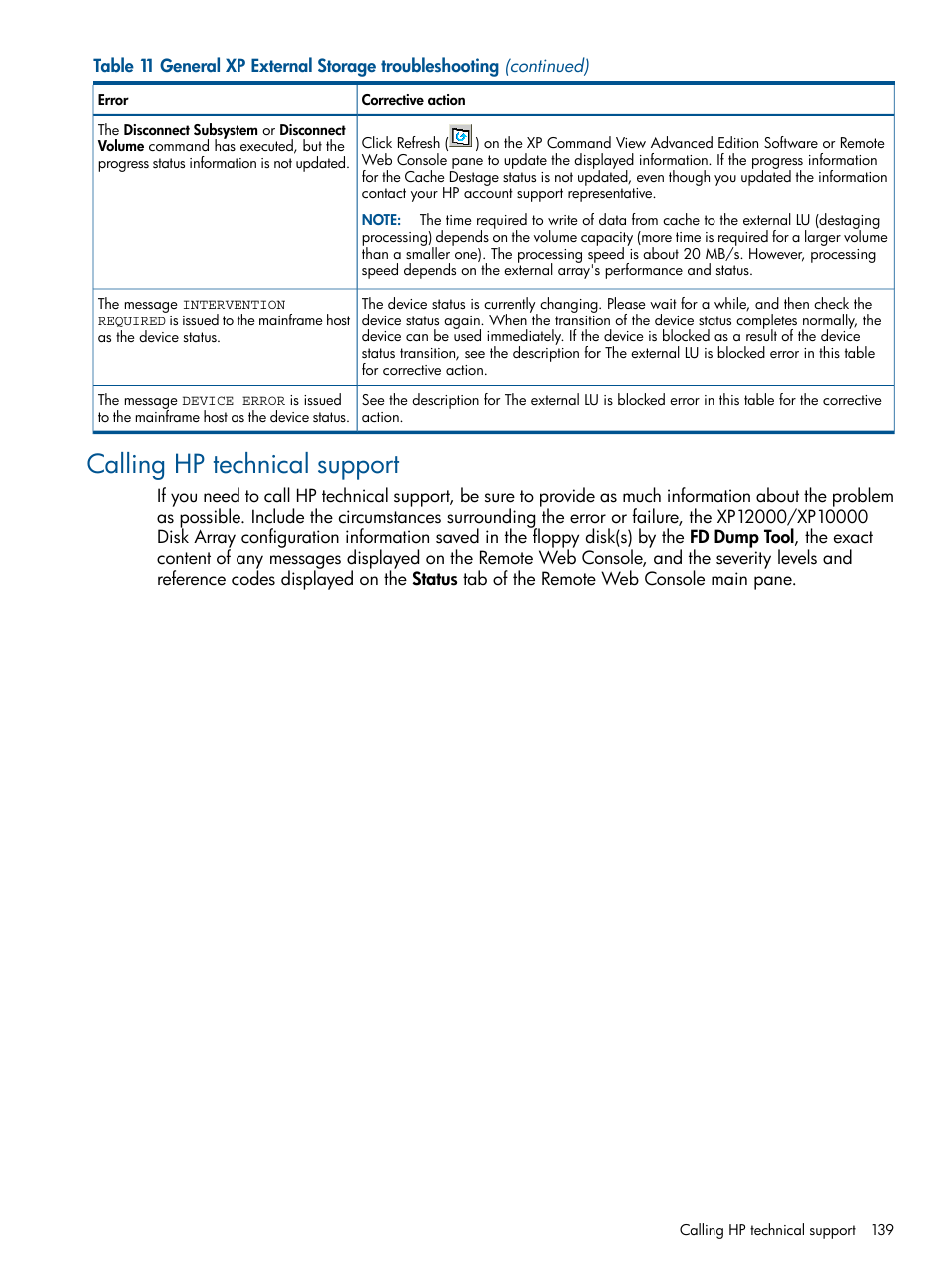 Calling hp technical support | HP StorageWorks XP Remote Web Console Software User Manual | Page 139 / 169