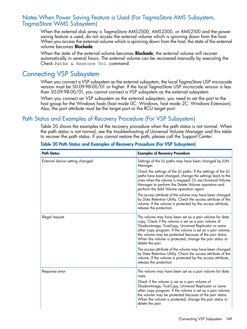 Connecting vsp subsystem | HP StorageWorks XP Remote Web Console Software User Manual | Page 149 / 169