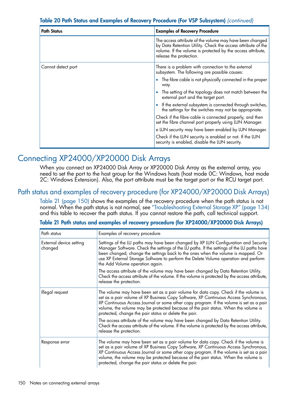 Connecting xp24000/xp20000 disk arrays | HP StorageWorks XP Remote Web Console Software User Manual | Page 150 / 169