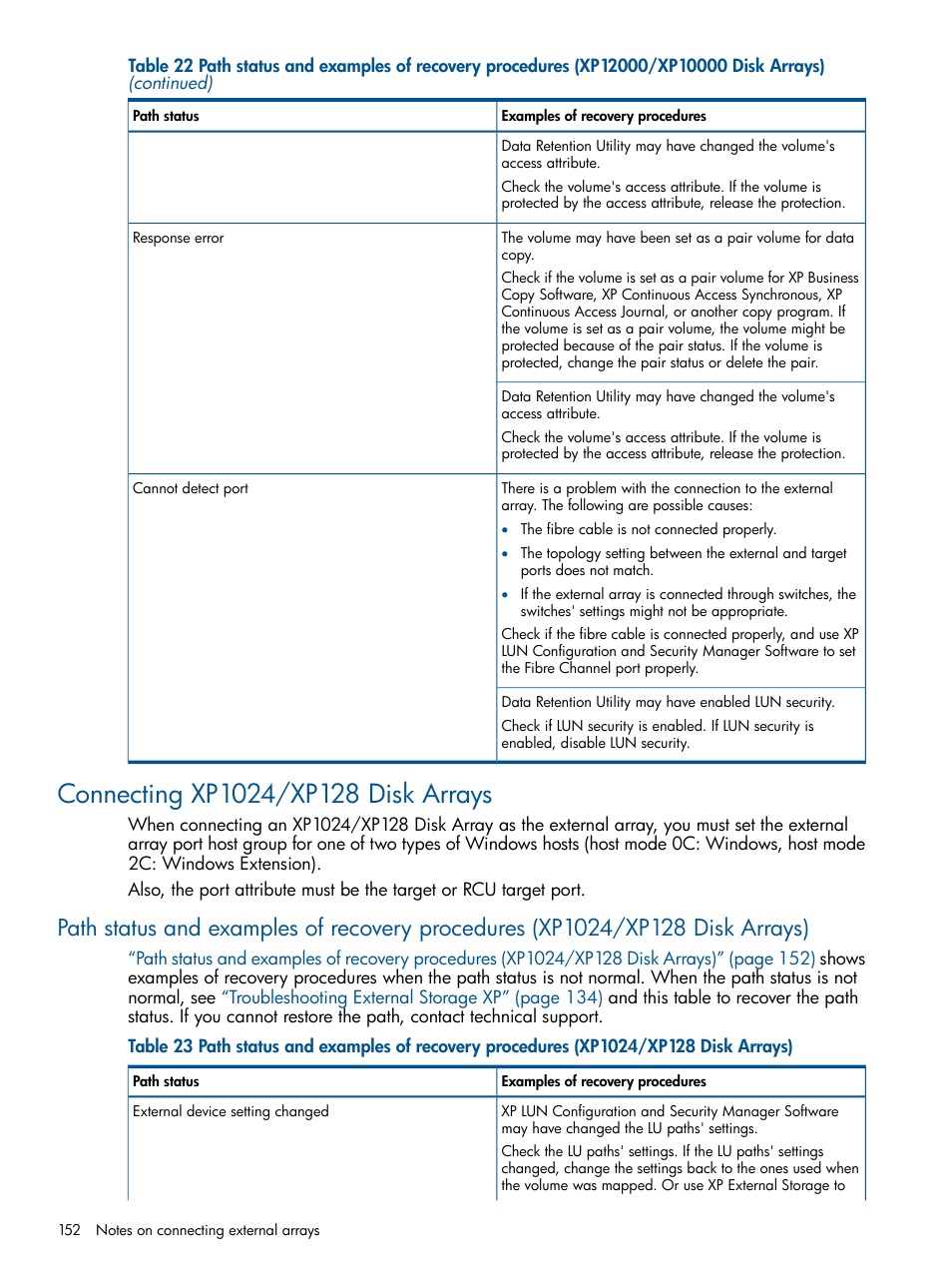 Connecting xp1024/xp128 disk arrays | HP StorageWorks XP Remote Web Console Software User Manual | Page 152 / 169