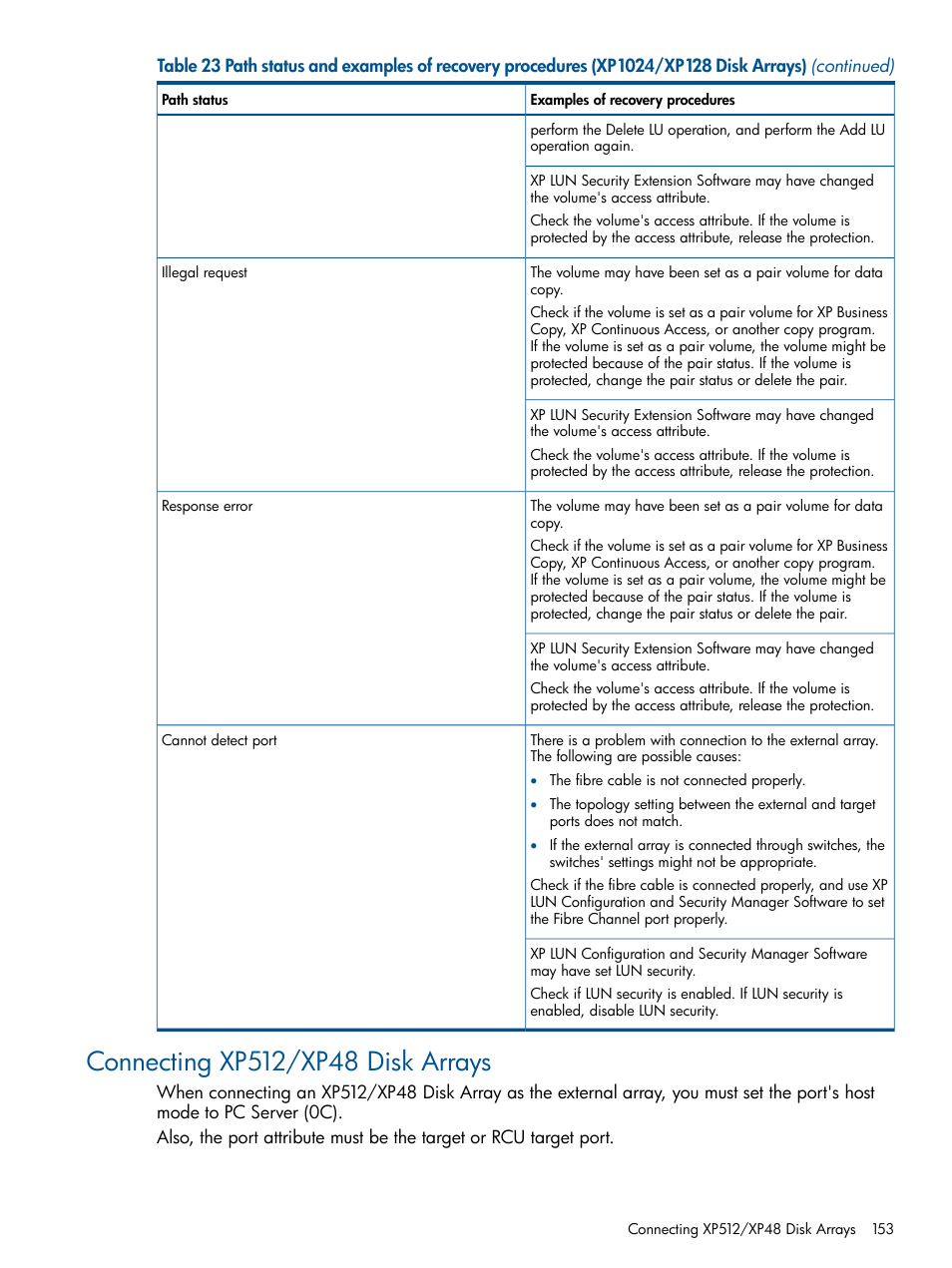 Connecting xp512/xp48 disk arrays | HP StorageWorks XP Remote Web Console Software User Manual | Page 153 / 169