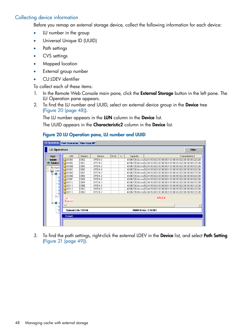 Collecting device information | HP StorageWorks XP Remote Web Console Software User Manual | Page 48 / 169