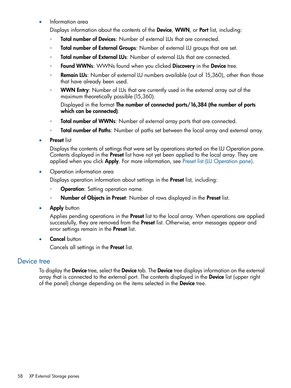 Device tree | HP StorageWorks XP Remote Web Console Software User Manual | Page 58 / 169