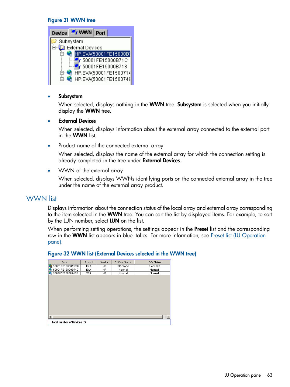 Wwn list | HP StorageWorks XP Remote Web Console Software User Manual | Page 63 / 169