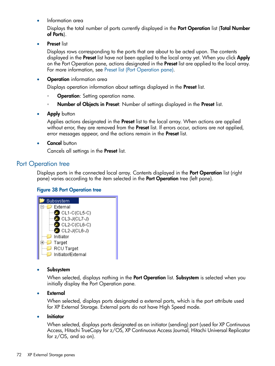 Port operation tree | HP StorageWorks XP Remote Web Console Software User Manual | Page 72 / 169