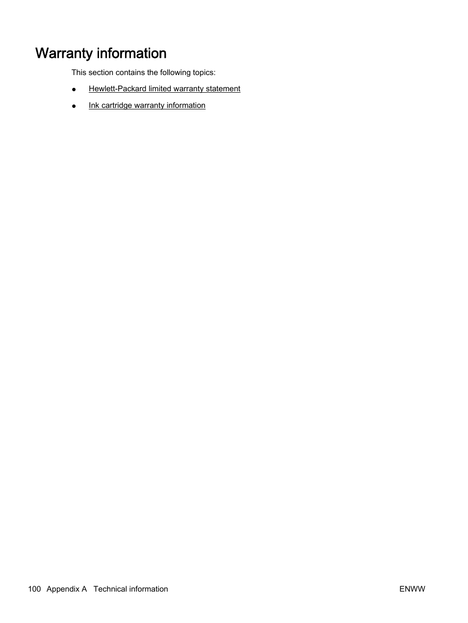 Warranty information | HP Officejet 7110 Wide Format ePrinter - H812a User Manual | Page 113 / 213