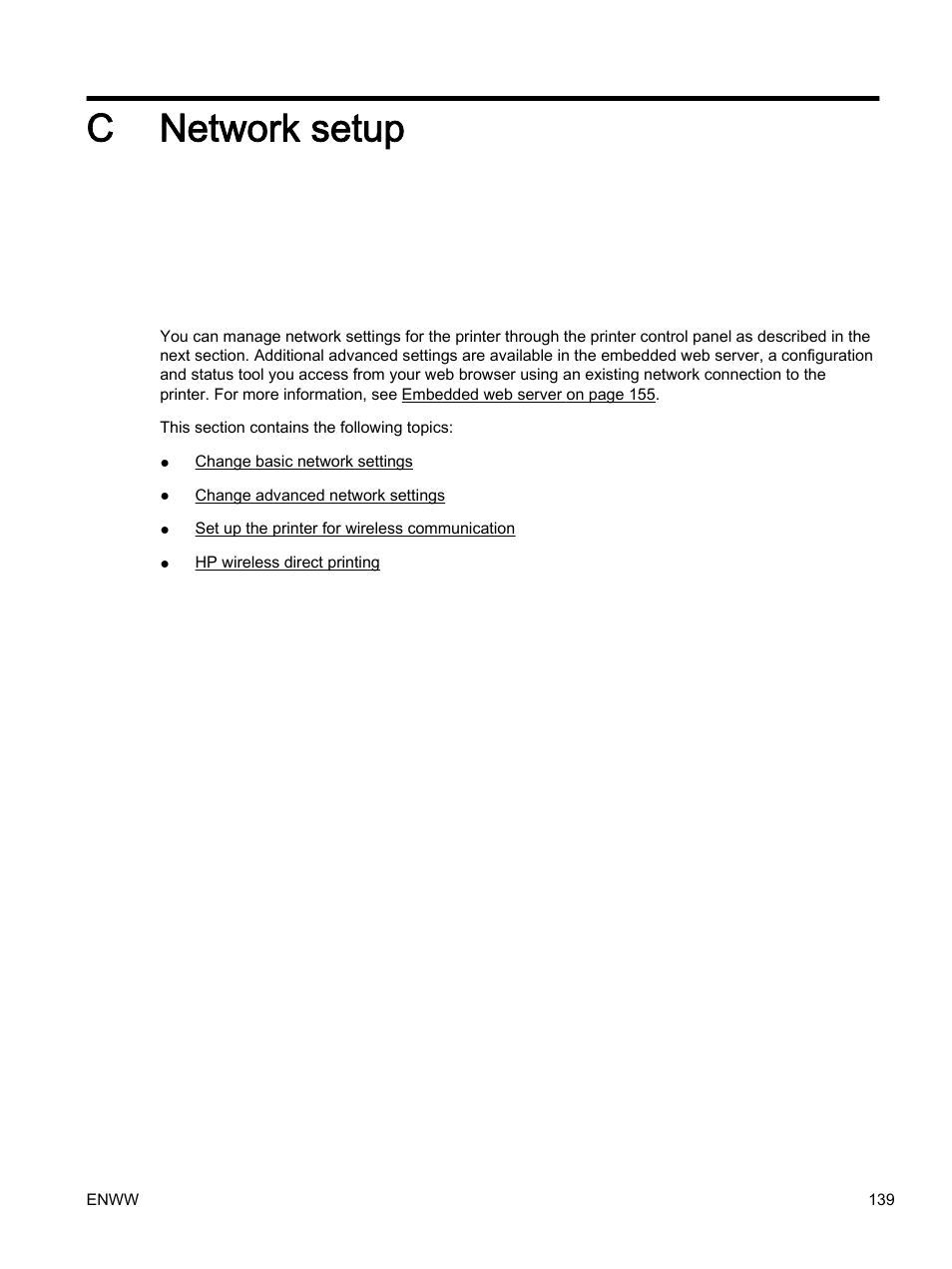 Network setup, Appendix c network setup, C network setup | HP Officejet 7110 Wide Format ePrinter - H812a User Manual | Page 152 / 213