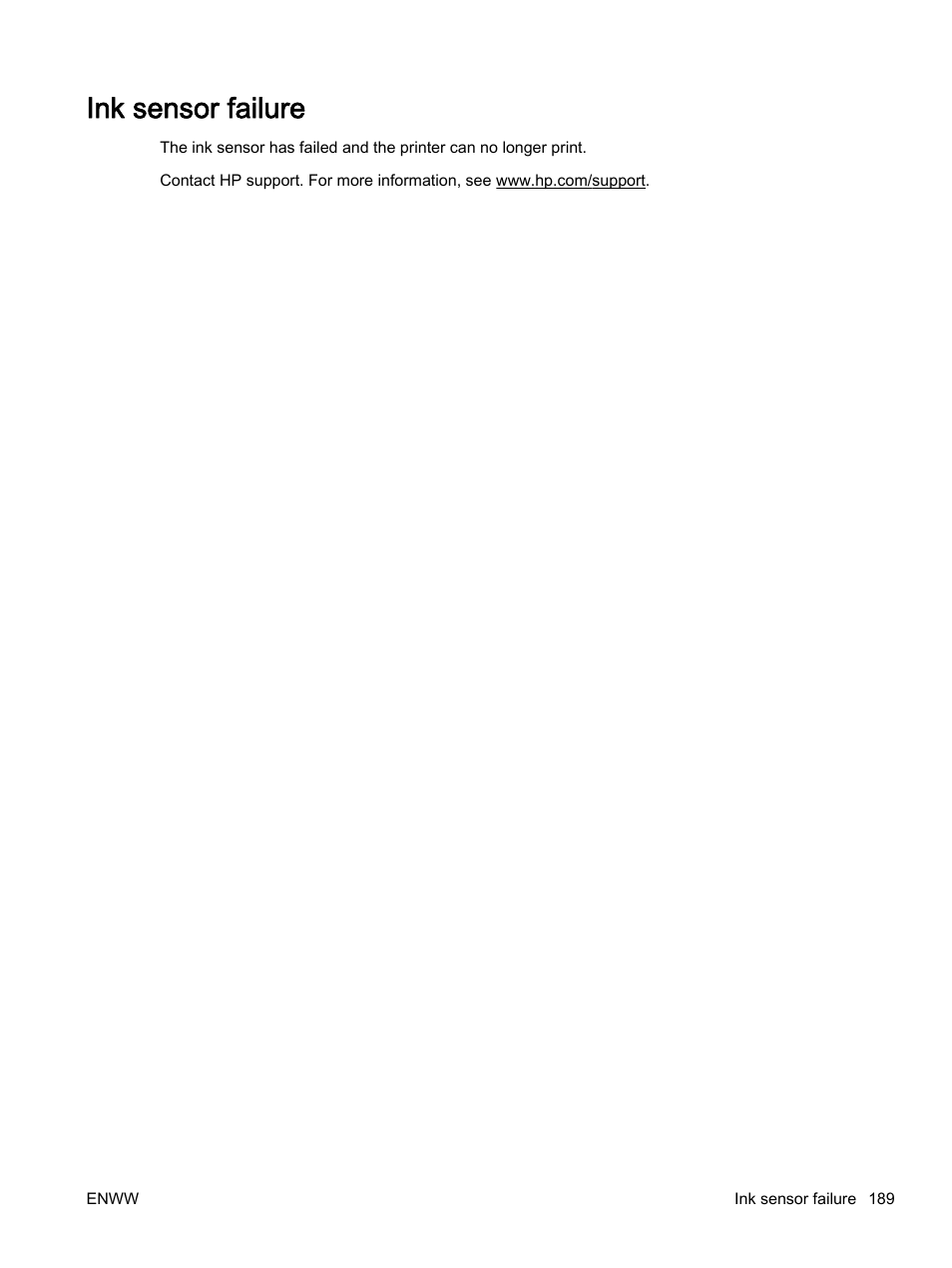 Ink sensor failure | HP Officejet 7110 Wide Format ePrinter - H812a User Manual | Page 202 / 213
