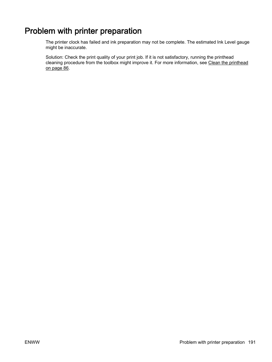Problem with printer preparation | HP Officejet 7110 Wide Format ePrinter - H812a User Manual | Page 204 / 213