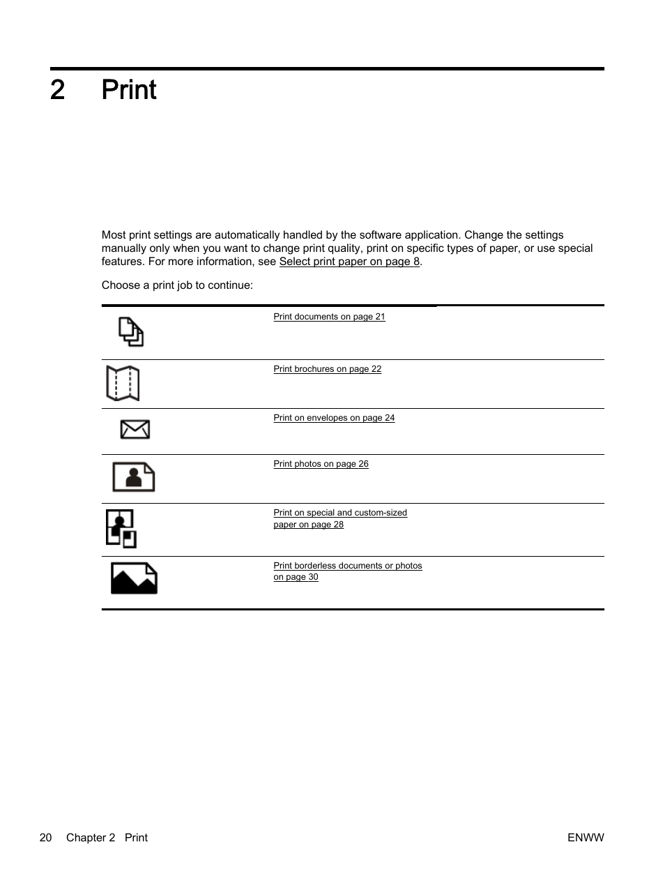 Print, 2 print, 2print | HP Officejet 7110 Wide Format ePrinter - H812a User Manual | Page 33 / 213