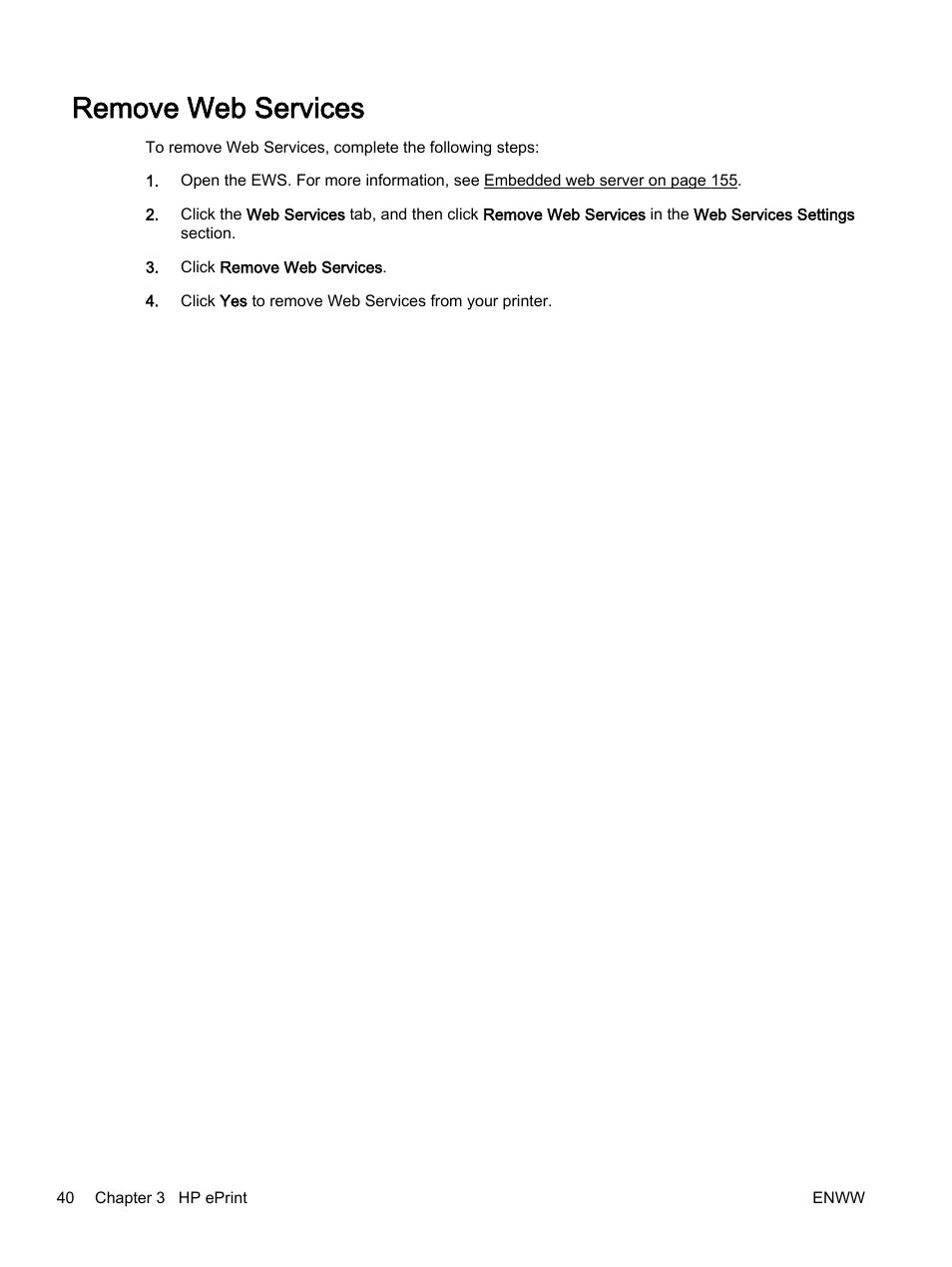 Remove web services | HP Officejet 7110 Wide Format ePrinter - H812a User Manual | Page 53 / 213