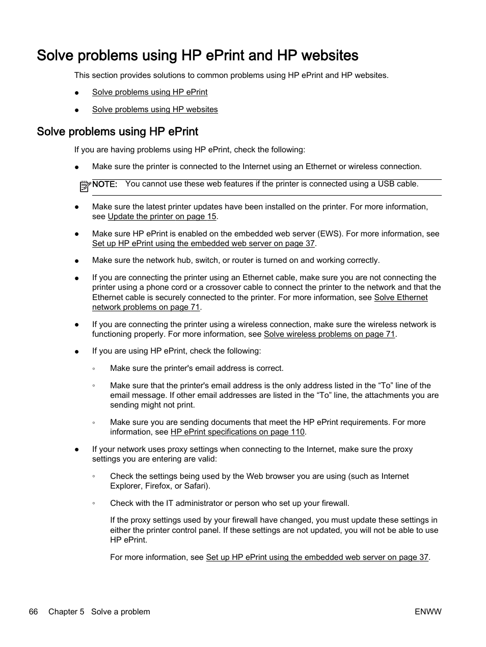 Solve problems using hp eprint and hp websites, Solve problems using hp eprint | HP Officejet 7110 Wide Format ePrinter - H812a User Manual | Page 79 / 213