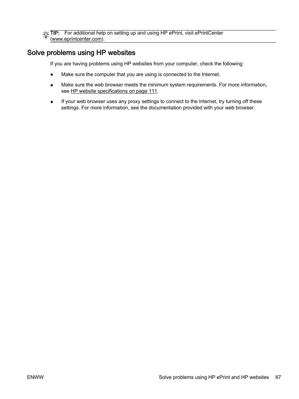 Solve problems using hp websites | HP Officejet 7110 Wide Format ePrinter - H812a User Manual | Page 80 / 213