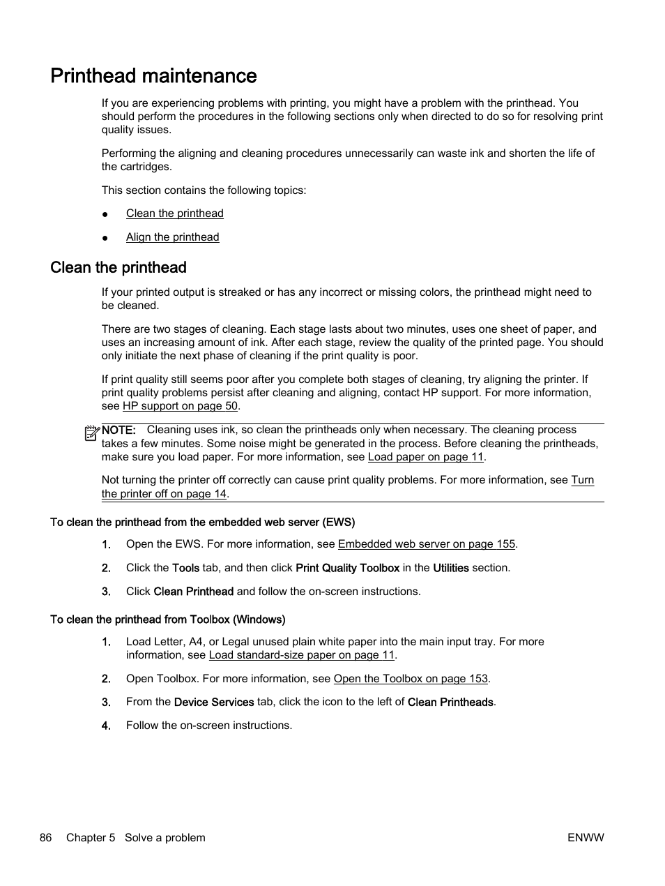 Printhead maintenance, Clean the printhead | HP Officejet 7110 Wide Format ePrinter - H812a User Manual | Page 99 / 213