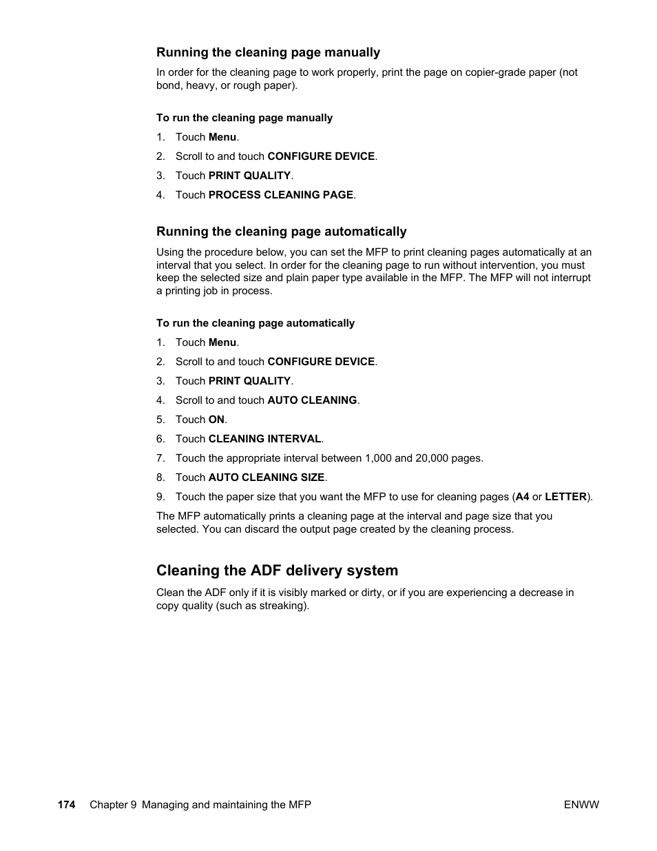 Cleaning the adf delivery system | HP LaserJet 4345 Multifunction Printer series User Manual | Page 188 / 324