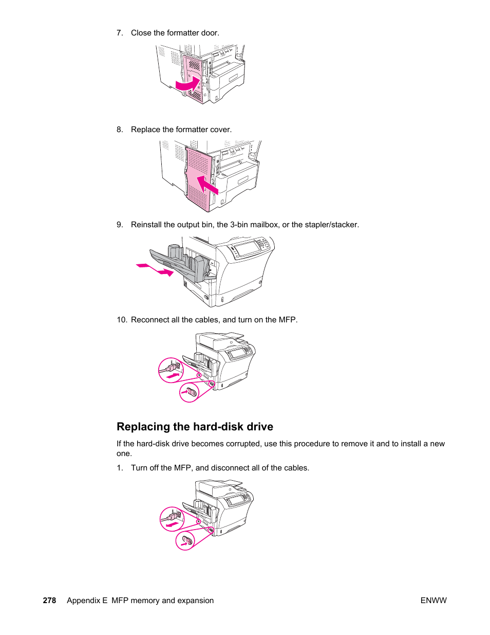 Replacing the hard-disk drive | HP LaserJet 4345 Multifunction Printer series User Manual | Page 292 / 324