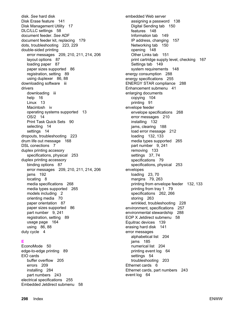 HP LaserJet 4345 Multifunction Printer series User Manual | Page 312 / 324