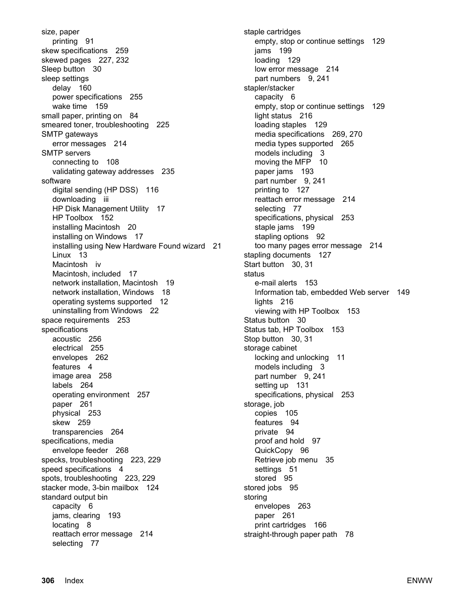 HP LaserJet 4345 Multifunction Printer series User Manual | Page 320 / 324