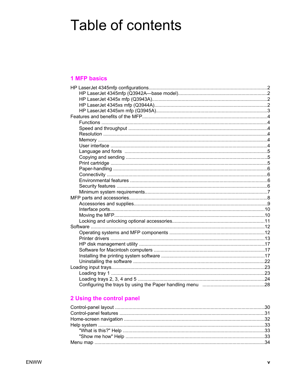 HP LaserJet 4345 Multifunction Printer series User Manual | Page 7 / 324