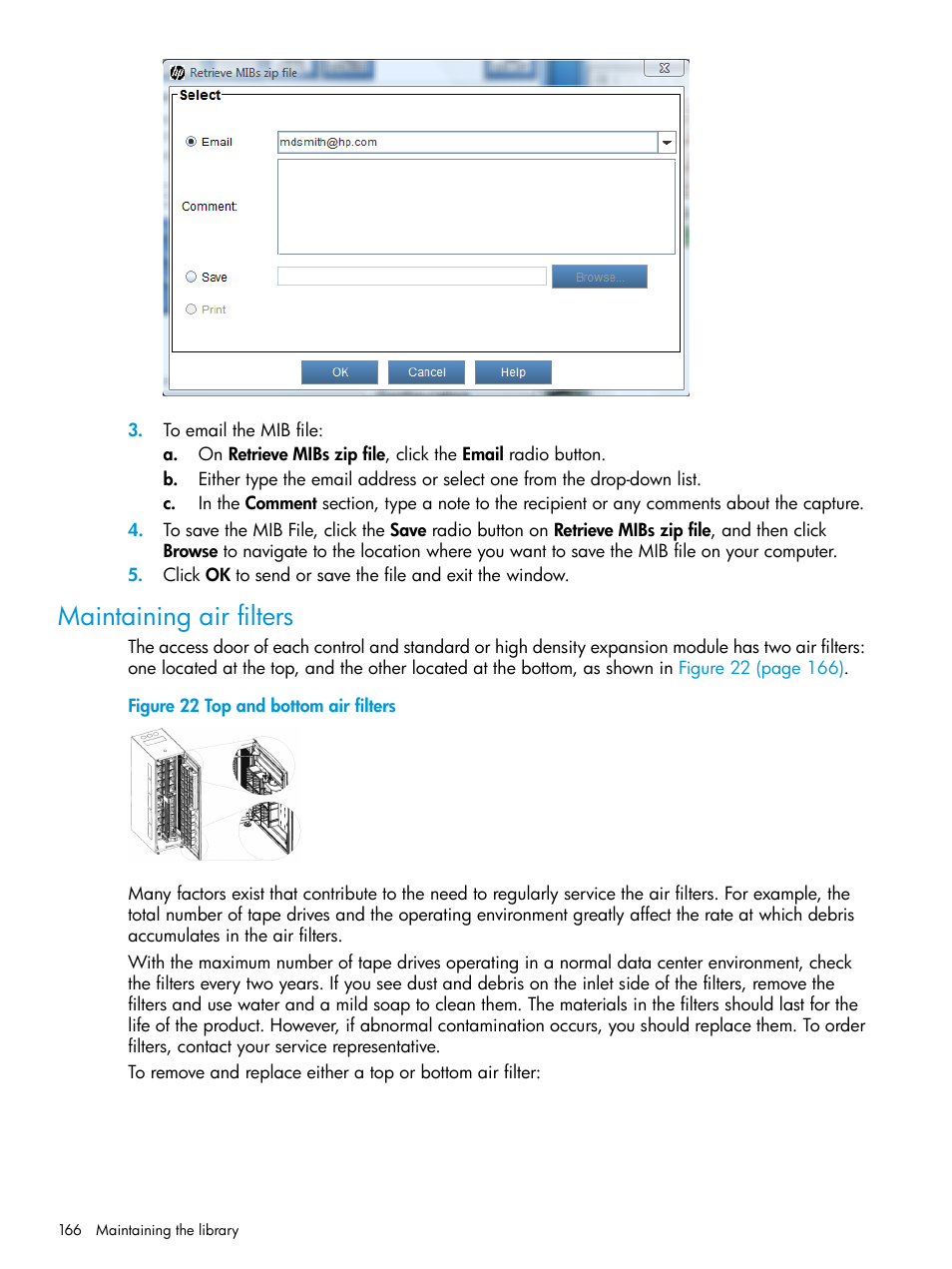 Maintaining air filters | HP StoreEver ESL G3 Tape Libraries User Manual | Page 166 / 267