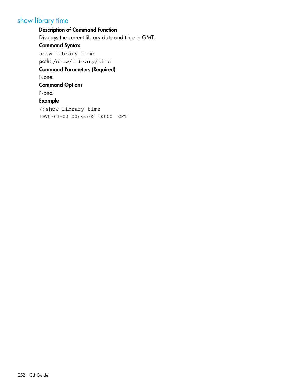 Show library time | HP StoreEver ESL G3 Tape Libraries User Manual | Page 252 / 267