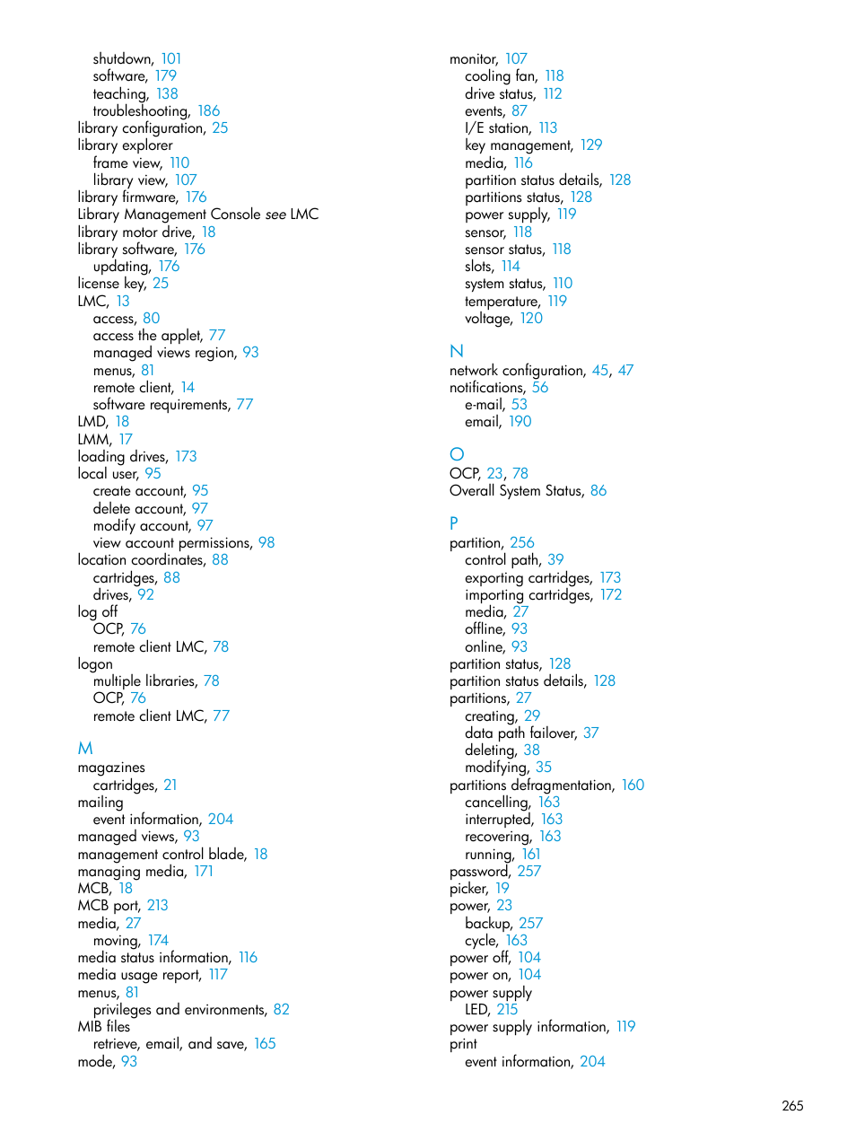 HP StoreEver ESL G3 Tape Libraries User Manual | Page 265 / 267